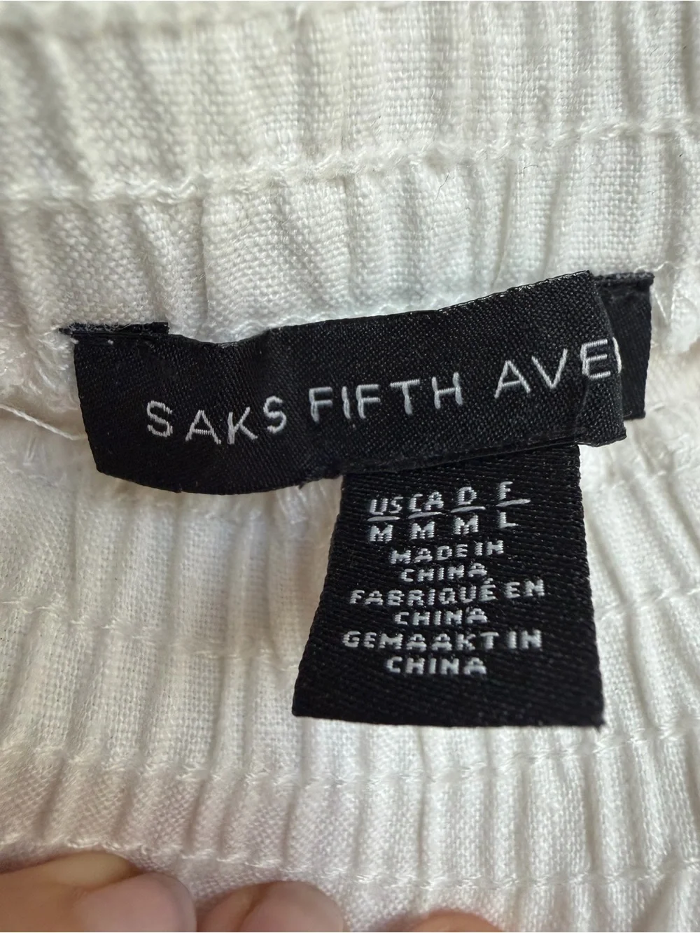 Saks Fifth Avenue Linen White Wide Leg Pants